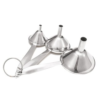 3PCS Stainless Steel Handle Funnel Set Transferring Flask Kitchen Tools