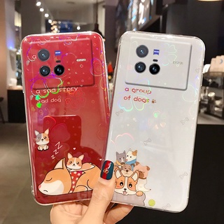 2022 New เคส Vivo X80 5G / X80 Pro 5G / T1 5G / T1X 4G Fashion TPU Silicone Cute Colorful Bear Cartoon Cover VIVOX80Pro VIVOT1 เคสโทรศัพท์ Cherry Blossoms Soft Case