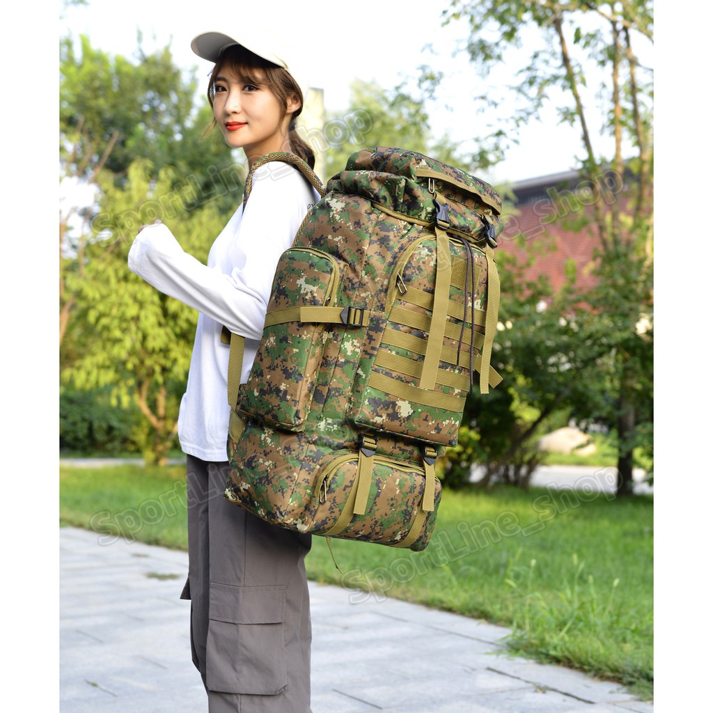 กระเป๋าเป้ลายพราง80L กระเป๋าเดินทาง กระเป๋าเดินป่า ทนทานกันน้ำแข็งแรงใส่ของได้เยอะ รูปที่ 4