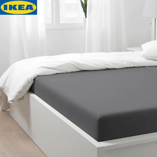 IKEA NATTJASMIN นัตต์ยัสมิน ผ้าปูที่นอนรัดมุม, มี 4 สี ขาว เบจ ฟ้าอมเทา เทาเข้ม ขนาด2.5 ฟุต 3ฟต 4ฟุต 4.5ฟุต 5ฟุต 6ฟุต