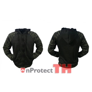 เสื้อการ์ด Hood BigBike ลายพรางเขียวทูโทน พร้อมการ์ด 5 จุด (มีรองรับไซส์ใหญ่พิเศษ)
