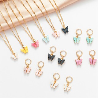 Fashion Candy Color Butterfly Earrings For Women Korean Acrylic Insect Charm Stud Earrings Girls Jewelry