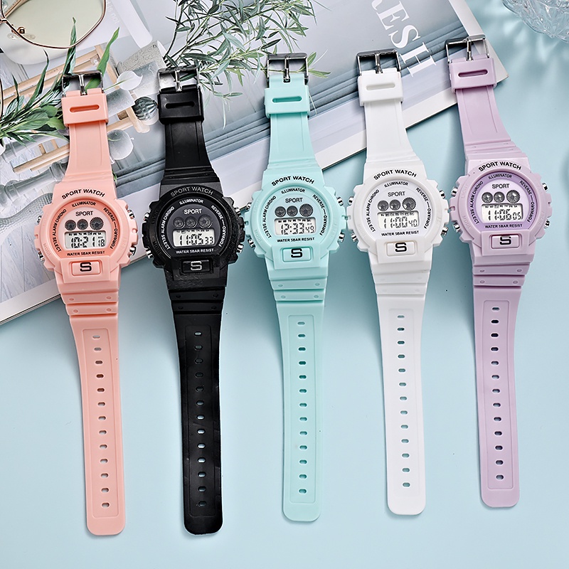 นาฬิกาข้อมือดิจิตอล แฟชั่น แบบหน้าปัดกลม น่ารัก สดใส Unisex W053