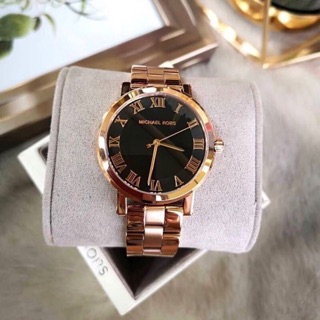 พร้อมส่ง  MICHAEL KORS Norie Black Dial Ladies Rose Gold Tone Watch MK3585