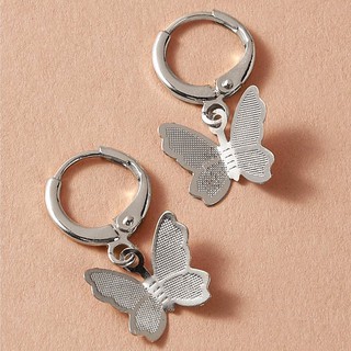 ต่างหูผีเสื้อสีเงิน Silver butterfly earrings