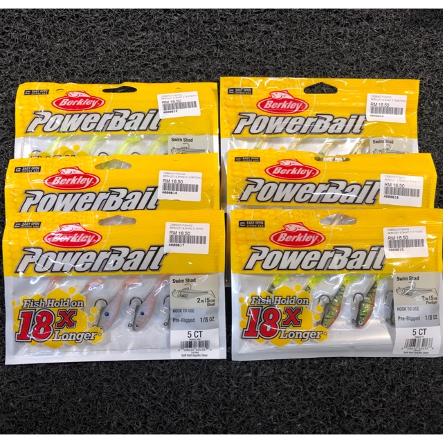 Berkley Powerbait Swim Shad 2 inci (5 ซม.) & 3 inci (8 ซม.) ตะขอพลาสติกอ่อนสําหรับหล่อตกปลา