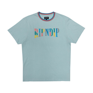 SLUM LTD - RIPNDIP Color Block Logo Tee Ice Blue