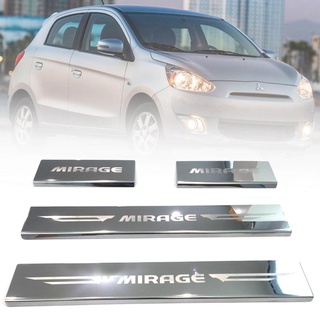 ชายบันได กันรอยชายบันได สคัพเพลท สแตนเลส รุ่น มิตซูบิชิ มิราจ MITSUBISHI MIRAGE ปี 2012 - 2015 สีโครเมี่ยม 4 ชิ้น T7