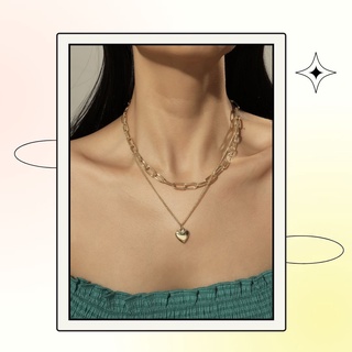 Heart Pendant Layered Chain Necklace สร้อยคอเลเยอร์จี้หัวใจ