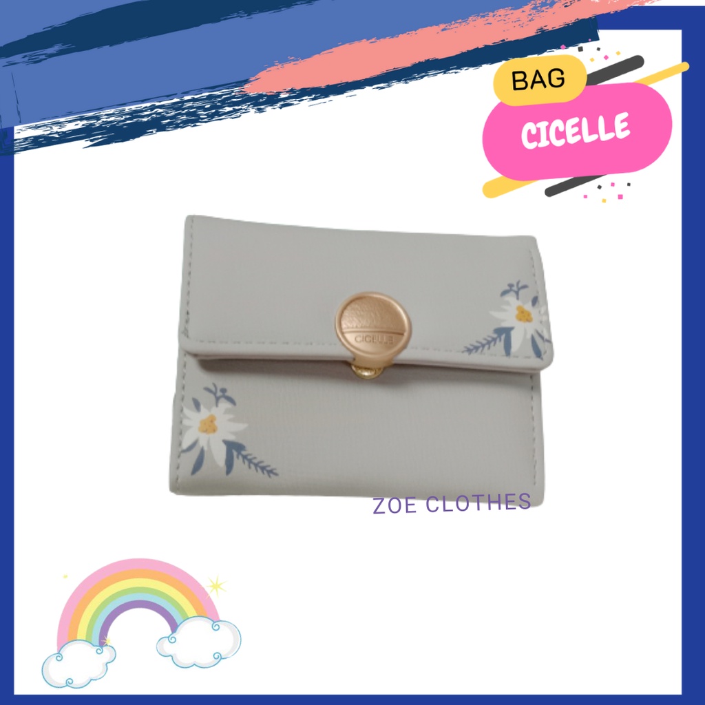 Zoe Clothes พร้อมจัดส่ง กระเป๋าใส่บัตร ใส่เหรียญ กระเป๋าสวยแบรนด์แท้  #CICELLE (ซี-เซล) กระเป๋าธนบัตร ใบสั้น  พับ 3 ตอน