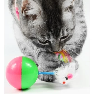 PEKO PET&CAT บอลล้มลุก001 ของเล่นสัตว์เลี้ยง ลูกบอลล้มลุกหนู ขนไก่ ของเล่นแมว ของเล่นสุนัข
