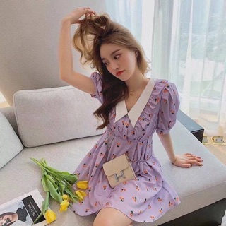 ชุดเดรส‼️พร้อมส่ง 🇰🇷New korea design -สินค้านำเข้า พร้อมส่ง- Violet babie dress💜💜💜 มินิเดรสสีม่วง ลูก