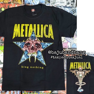 เสื้อยืด พิมพ์ลาย Metallica King Nothing Baju Band สไตล์วินเทจ | ร็อคร้อน | ร็อคใช่ | 1785 เสื้อยืดลําลอง ผ้าฝ้าย 100% แขนสั้น พิมพ์ลายวงร็อค lelaki สีดํา พลัสไซซ์ XS-XXXL ของขวัญวันเกิด สําหรับผู้ชาย