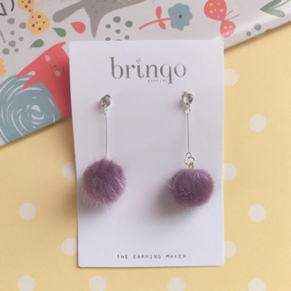 ต่างหูน่ารัก💜Purple Fur Earring