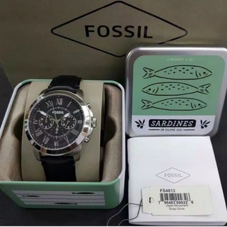 Fossil Grant FS 4812 นาฬิกาข้อมือ สีเงิน สีดํา สําหรับผู้ชาย