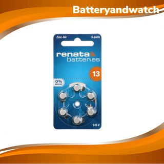 ถ่านเครื่องช่วยฟัง ถ่านหูฟัง Renata ZA 13 , ZA13 Hearing Aid Battery , 13 , PR48 แพ็คละ 6 เม็ด