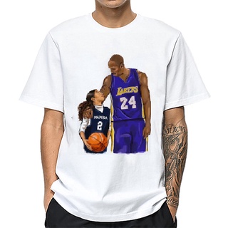 NBA LA Lakers Kobe Bryant และ Gigi Bryant #24 เสื้อยืดผู้ชายรอบคอแขนสั้น TShirt Hip Hop