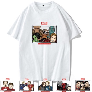 [S-5XL]เสื้อยืดแขนสั้น ผ้าฝ้ายแท้ ทรงหลวม พิมพ์ลาย marvel Avengers สําหรับผู้ชาย