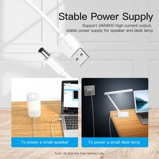 VENTION สายชาร์จ USB To DC 5.5มม. สําหรับพัดลมระบายความร้อน/พัดลมขนาดเล็ก/โคมไฟตั้งโต๊ะ 28 AWG