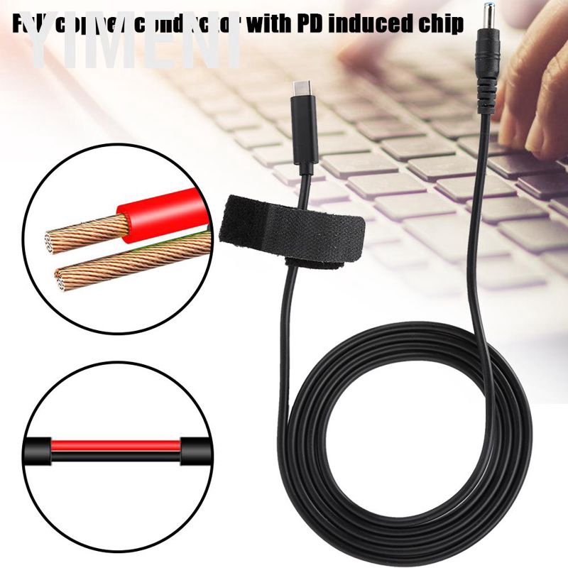 yimeni ashata ac อะแดปเตอร์สายเคเบิ้ล dc plugs 19v 65 w pd induction chip usb to 4 . 5 มม. x 3 . 0 มม. #8