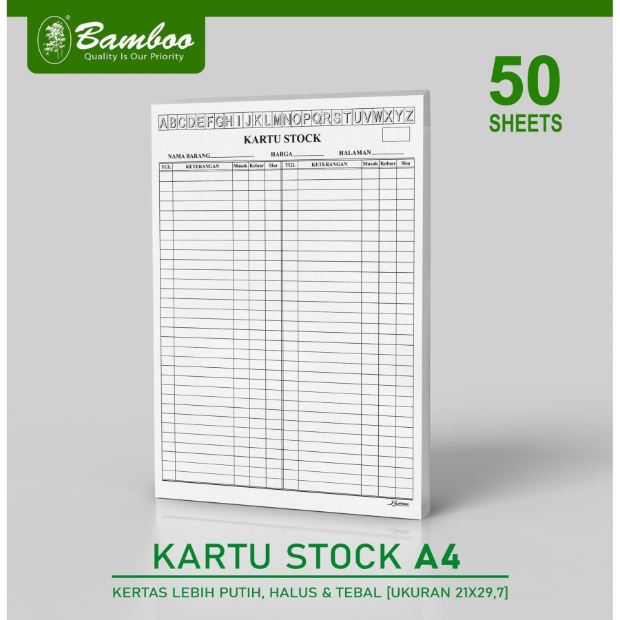 Bundle Bamboo Stock Card / Stock Card A4 ขนาด [100 แผ่น]