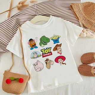 เสื้อยืดแขนสั้น พิมพ์ลาย Toy Story สไตล์คาวบอย แฟชั่นฤดูร้อน สําหรับเด็กผู้ชาย และผู้หญิง