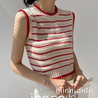 mimi&amp;didi เสื้อกล้ามไหมพรม เสื้อแขนกุดคอกลมแฟชั่นวัยรุ่น  9179#