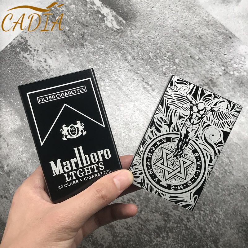 เคสบุหรี่อลูมิเนียมอัลลอยด์ แบบบางพิเศษ แบบพกพา สีดํา แบบสร้างสรรค์ สําหรับผู้หญิง และผู้ชาย