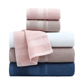 Simple Home พร้อมส่ง! ผ้าเช็ดตัว ผ้าเช็ดผม ผ้าขนหนู คอตตอน100% ทอลายดอท ผืนใหญ่+เล็ก เข้าเซต 4สี น่ารัก
