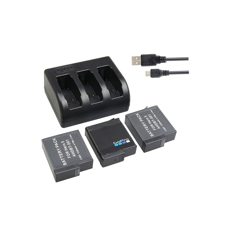 3-Channel Charger for GoPro Hero 5 / Hero 6 / Hero 7 ช่องชาร์จ 3 ช่องสำหรับ GoPro Hero 5 / Hero 6 / Hero 7