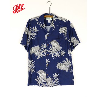 เสื้อฮาวาย Two Palms Hawaiian Shirt Pineapple Map Navy