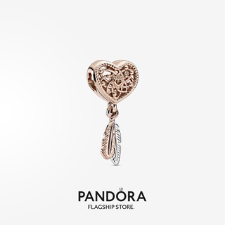 Pandora เครื่องรางดักฝัน รูปหัวใจ และขนนก ของขวัญวันเกิด สําหรับสุภาพสตรี p825