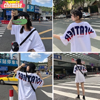 Chemisegrace✨พร้อมส่ง✨ เสื้อยืดสีขาวผู้หญิงคอกลมแขนสั้น oversize นพิมพ์เสื้อยื  พิมพ์ลายตัวอักษร xxl6783