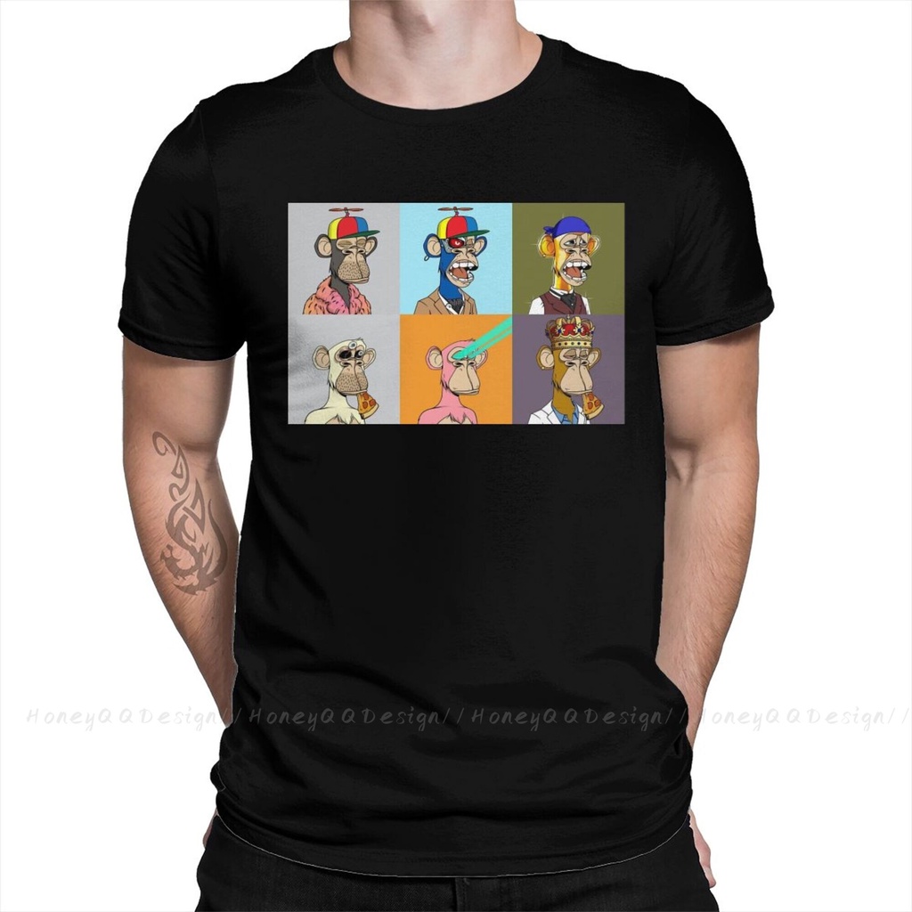 ผู้ชาย Bored Ape Yacht Club BAYC NFT เสื้อยืด Mashup คลาสสิกผ้าฝ้ายแท้ O คอ Tees Harajuku ผู้ใหญ่เสื