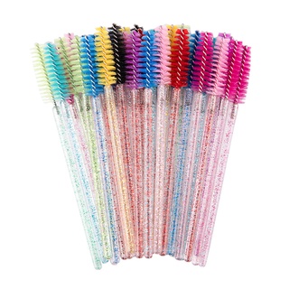 50 Pcs แปรงมาสคาร่า แบบใช้แล้วทิ้ง สำหรับปัดขนตา Good Quality Disposable 50 Pcs/Pack Crystal Eyelash Makeup Brush Diamond Handle Mascara Wands Eyelash Extension Tool