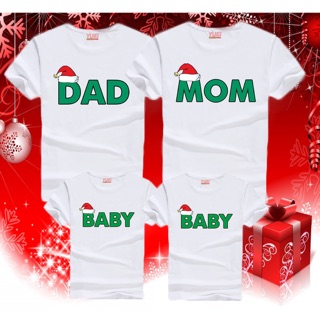 เสื้อยืดครอบครัว DAD MOM BABY ต้อยรับคริสมาสต์