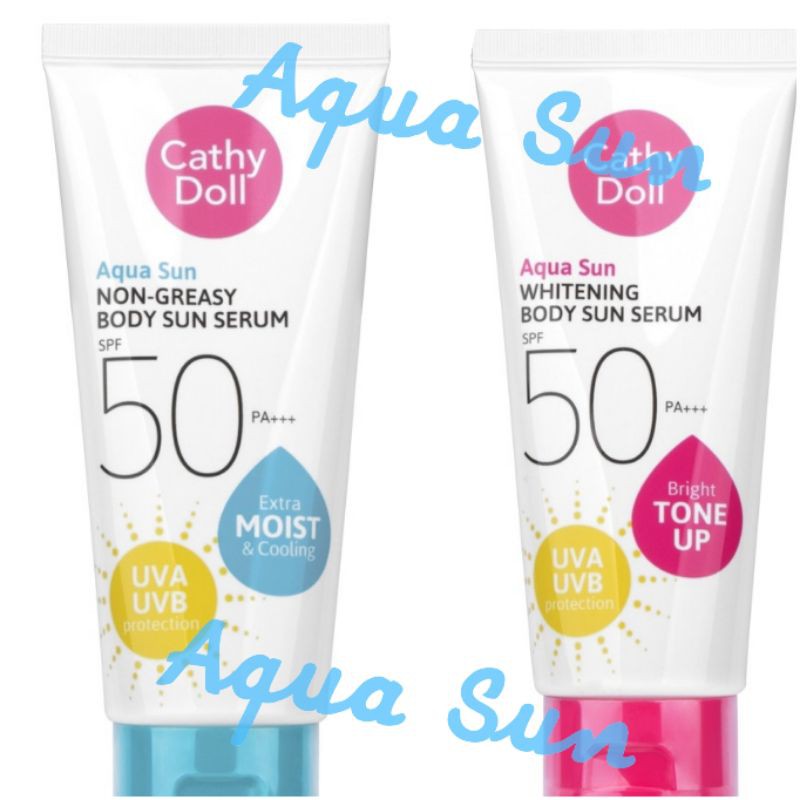 กันแดดเนื้อน้ำ Cathy Doll Aqua Sun Non Greasy Body Sun Serum SPF50 PA+++ 50 ขนาด 50ml และ 138ml Cathy Doll