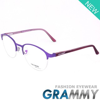 Grammy แว่นตา รุ่น 1838 สีม่วง กรอบเซาะร่อง ขาสปริง วัสดุ สแตนเลส สตีล กรอบแว่นตา Frame Eyeglass Eyewear Top Glasses