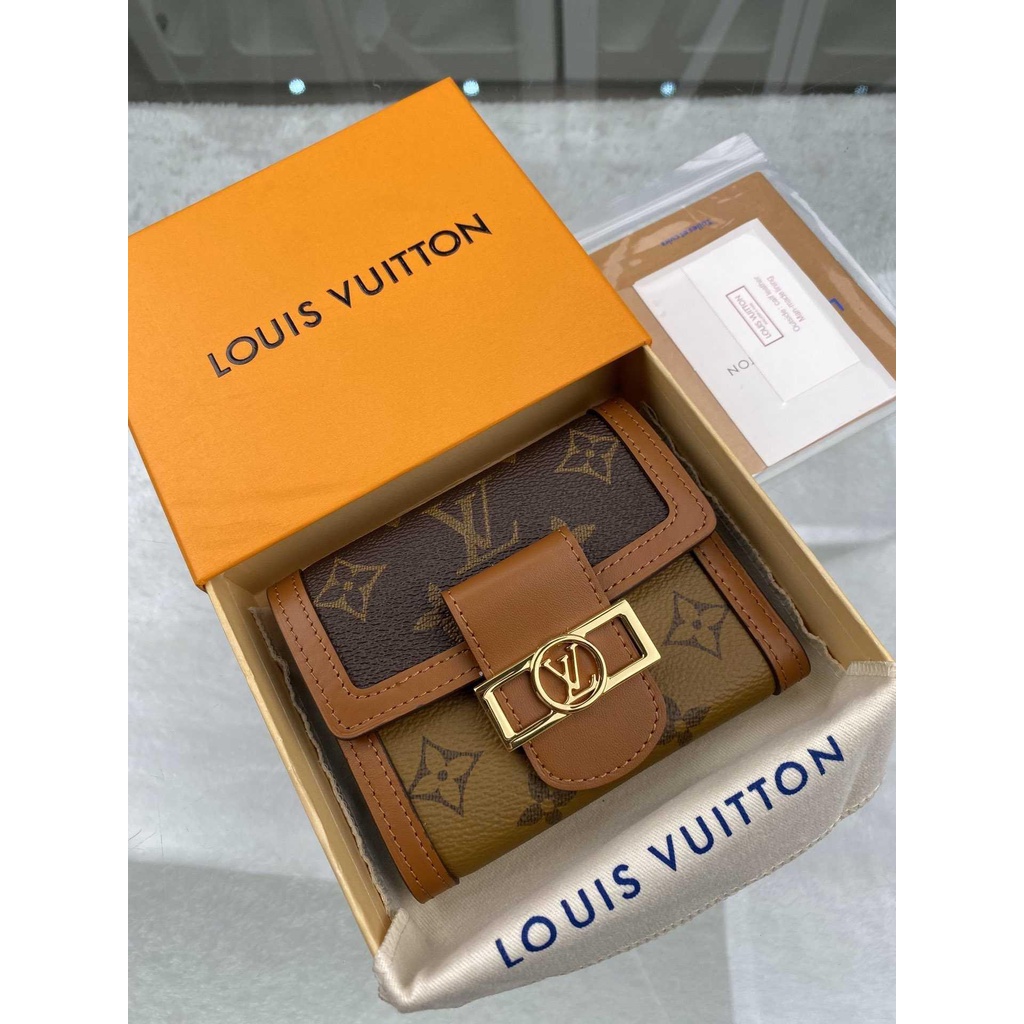 Louis Lv dauphine monogram Zip long wallet purse trifold flip small wallet socialite clutch