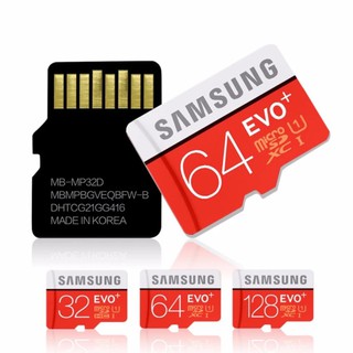 samsung micro sd card 16 gb 32gb 64gb 128 gb 80mb/s evo plus class 10 พร้อมอะแดปเตอร์การ์ด