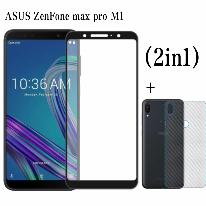 ฟิล์มกระจกนิรภัยกันรอยหน้าจอ แบบเต็มจอ สําหรับ ASUS Zenfone Max Pro (M1) ZB601KL 602KL (2 in 1)