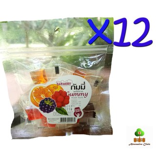 Farmery Gummy mixed fruits 50 grams 12 sachets ฟาร์มมิลี่ กัมมี่ผลไม้รวม 50 กรัม 12 ถุง