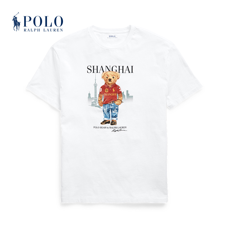 Ralph Lauren/ Ralph Lauren Men's Classic Custom Slim Shanghai Bear T-shirt RL12553เสื้อยืด