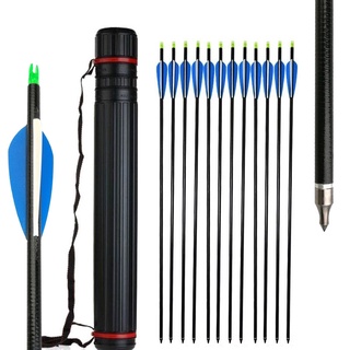 Archery ลูกศรไฟเบอร์กลาส 12 ชิ้น และลูกศร ปรับได้ 63-100 ซม.