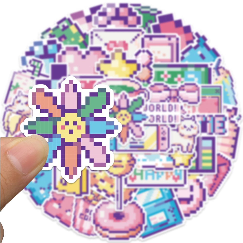 พร้อมส่ง gameboy pixel โมเสกซูเปอร์มาริโอ มาร์เวล โดเรม่อน DISNEY 45แผ่น sticker กันน้ำ สติ๊กเกอร์