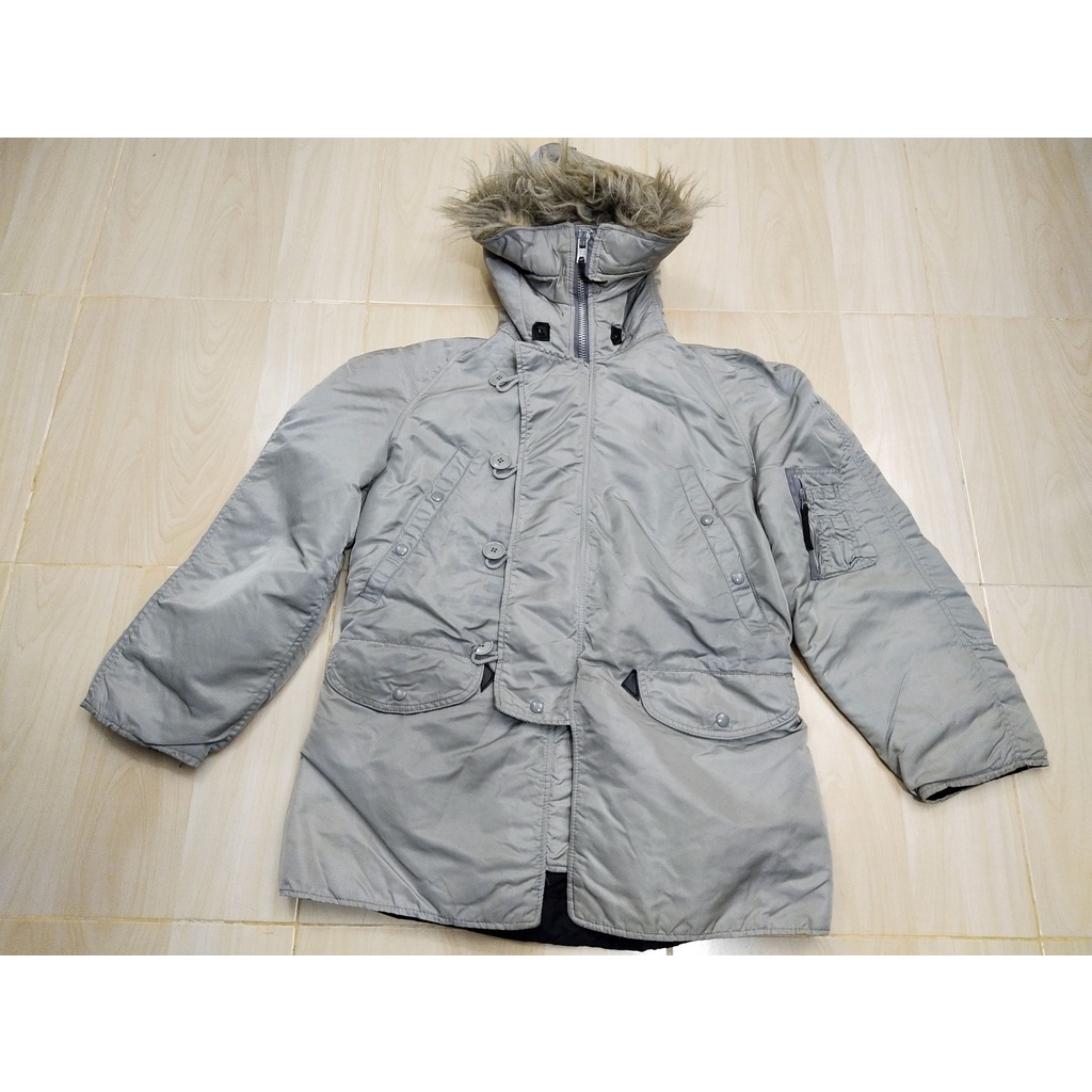 Jacket Parka N-3B(N) สีเทาบรอนซ์ ( N011 ) ผลิตโดย Alpha Industries. Inc.(Made in U.S.A.) ขนาด SMALL