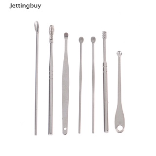 [Jettingbuy] ใหม่ พร้อมส่ง ช้อนสเตนเลส แบบเกลียว สําหรับกําจัดแว็กซ์หู 7 ชิ้น