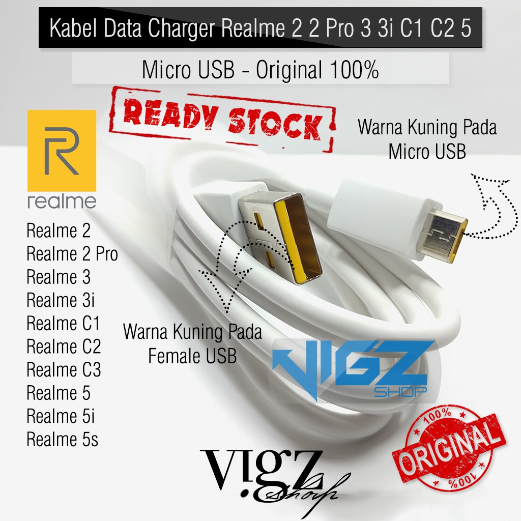 Realme 2 2 Pro 3 3i C1 C2 C3 5 5i 5s 2A Micro USB Data Charger Cable Original 100%