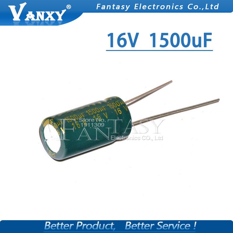 10PCS Higt quality 16V1500UF 10*20mm 1500UF 16V 10*20 Electrolytic capacitor