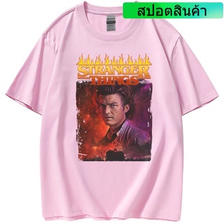 เสื้อยืดฤดูร้อน เสื้อยืดแขนสั้น พิมพ์ลาย Stranger Things แฟชั่นฤดูร้อน สไตล์ยุโรป และอเมริกา